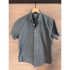 Bearbottom Mens Cabana Camp Collar Shirt Dash Blue Short Sleeve Button Down M